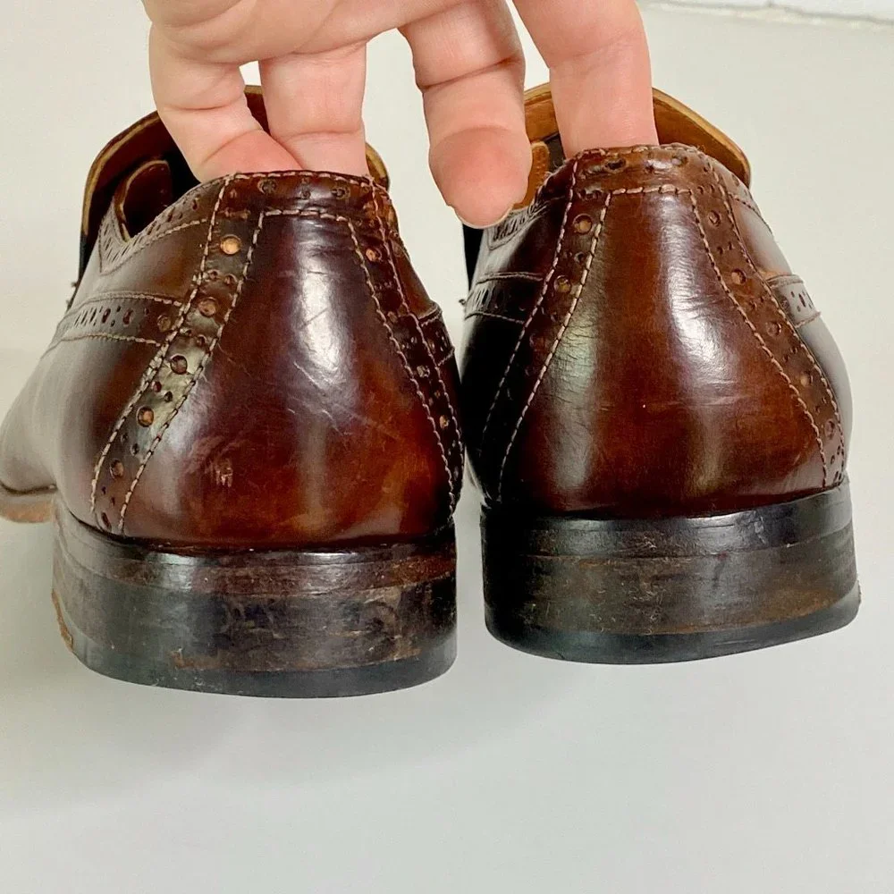 Donald J Pliner Zaza Brown Leather Slip on Wingtip Loafers Sz 11 - Picture 4 of 7